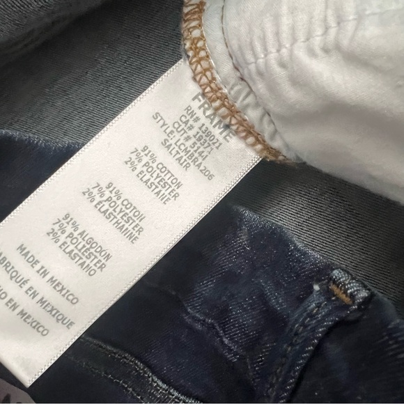 FRAME Denim Le Crop Mini Boot High Waist Raw Hem Jeans Saltair Wash (Dark Blue) - Picture 9 of 10